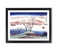 Evening Cherry Blossoms At Gotenyama By Utagawa Hiroshige Asian Japanese Framed Print | A3 Black Framed Wall Art | Ready to Hang | Asian Floral Picture | Living Room Bedroom Lounge Office