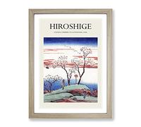 Evening Cherry Blossoms At Gotenyama By Utagawa Hiroshige Exhibition Museum Asian Japanese Framed Wall Art Print, Ready to Hang Picture for Living Room Bedroom Home Office Décor, Oak A3 (34 x 46 cm)