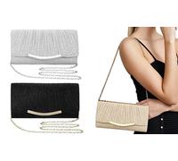 Evening Clutch Bag Glitter Handbag Purse for Women: Black