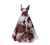 Evening Dress with Bloody Print, Retro Cocktail Dress Cosplay Halloween Bloodstained Tulle Skirt Santa Costume Women Cosplay Party Halloween Costumes for Womens |