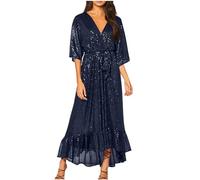 Evening Dress Women UK Sequin Maxi Dresses Sparkly Mermaid Prom Evening Dress Sexy V Neck Elegant Maxi Long Dresses Wedding Prom Ball Gowns Sparkly Glitter Party Club Cocktail Dress