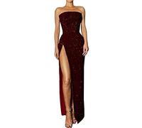 Evening Dress Women's Long Glitter Red Cocktail Dress Women's Elegant Curvy Wrap Dress Bandeau E Split Prom Dresses Sexy Bodycon Prom Dress A-line Prom Dress Party Dress Mother of the Bride Dresses,