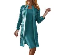 Evening Dress Women's Long Mother of the Bride Dresses for Wedding Elegant Evening Dresses Two Piece Lace Cardigan Chiffon Maxi Dresses Large Sizes Festive Dresses Long Sleeve Bolero Prom Dresses