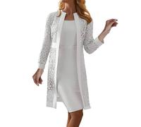 Evening Dress Women's Long Mother of the Bride Dresses for Wedding Elegant Evening Dresses Two Piece Lace Cardigan Chiffon Maxi Dresses Large Sizes Festive Dresses Long Sleeve Bolero Prom Dresses