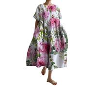 Evening Dresses for Women UK Womens Plus Size Oversized Baggy Boho Floral Cotton Maxi Dresses Flowy Summer Casual Loose Long Dress 2024 Bodycon Dress