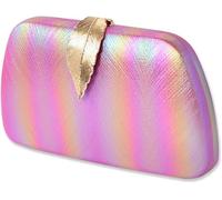 Evening for Women Clutch Purses with Leaf-style Flip Lock Sparkly Glitter Handbag Bridal Wedding Shoulder Crossbody(Pink)