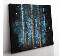 Evening Forest Paint Splash Modern Canvas Wall Art Print Ready to Hang, Framed Picture for Living Room Bedroom Home Office Décor, 50x50 cm (20x20 Inch)