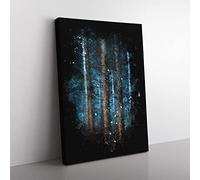 Evening Forest Paint Splash Modern Canvas Wall Art Print Ready to Hang, Framed Picture for Living Room Bedroom Home Office Décor, 60x40 cm (24x16 Inch)