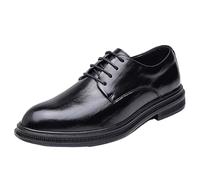 Evening Formal Oxford Shoes for Men Italian Leather Lace-up Pointed Toe Casual Business Anti-Slip Dress(7.5 UK) Black