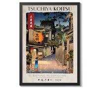 Evening In Ushigome Japanese Woodblock Print, Modern Poster Japan Wall Art Exhibition Ukiyo-E Home Decor, Archival Matte, A5 (Black Frame) - 21x14.8cm