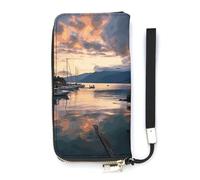 Evening in Vancouver Long Wallet Slim PU Leather Wallets for Men Women Minimalist Wallet with Card Slots, white, 20x10.5cm