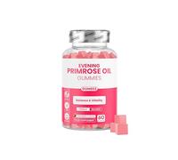 Evening Primrose Oil Gummies 1000mg, Vegan, Strawberry Flavour, 60 Count | Supports hormonal balance, PMS & Menopause Support, Omega-6 fatty acids help maintain healthy-looking hair, skin and nails