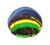 Evening Rainbow Large Double-layer shower cap prevents hair from getting tangled during showering and skincare.