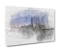 Evening Reflections of Shanghai in Abstract Canvas Print for Living Room Bedroom Home Office Décor, Wall Art Picture Ready to Hang, 30 x 20 Inch (76 x 50 cm)