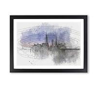 Evening Reflections of Shanghai in Abstract Framed Print | A2 Black Framed Wall Art | Ready to Hang | Abstract Fantasy Picture | Living Room Bedroom Lounge Office