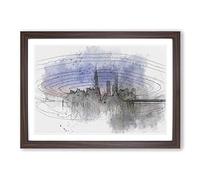 Evening Reflections of Shanghai in Abstract Framed Print | A2 Walnut Framed Wall Art | Ready to Hang | Abstract Fantasy Picture | Living Room Bedroom Lounge Office