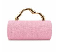Evening Shoulder Purse Clutch Bag Handbag With Hard Case Design Gold Metal Carry Handle Clean Modern Look suitable for weddings formal galas nights out, Array, Pink