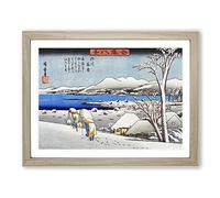 Evening Snow At Uchikawa By Utagawa Hiroshige Asian Japanese Framed Print | A2 Oak Framed Wall Art | Ready to Hang | Asian Landscape Picture | Living Room Bedroom Lounge Office