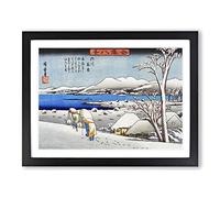 Evening Snow At Uchikawa By Utagawa Hiroshige Asian Japanese Framed Print | A3 Black Framed Wall Art | Ready to Hang | Asian Landscape Picture | Living Room Bedroom Lounge Office