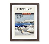 Evening Snow At Uchikawa By Utagawa Hiroshige Exhibition Museum Asian Japanese Framed Wall Art Print, Ready to Hang Picture for Living Room Bedroom Home Office Décor, Walnut A2 (64 x 46 cm)
