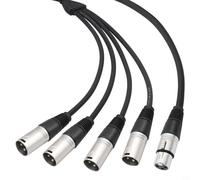 Evenoonest Professional 4 Way XLR Y Cable Splitter 3 Pin Female to for quad Male Oxygen Free Copper Wire for Audio Recording Stage 60cm