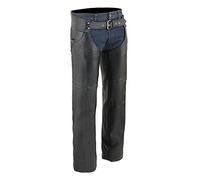 Event Biker Leather Men's Buffalo Split Leather Plain Lined Chaps (Black, X-Large)