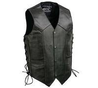 Event Biker Leather Men's Promo Side Lace Leather Vest (Black, Small)