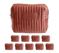 Event Blossom ModParty Tufted Velvet Cosmetic Bags - Set of 10 Quilted Zipper Pouches for DIY Gifting, Custom Labels, Bulk Craft Supplies - 8.5” x 5” (EB3516NP), Mauve