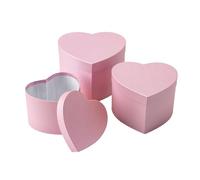 Event Decor Heart Shaped Gift Boxes, Pink, Set of 3 Nesting Boxes with Lids, Cardboard, Matte Finish, for Valentine's Day, Anniversary, Wedding
