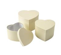 Event Decor Heart-Shaped Nesting Gift Boxes, Cream, Set of 3, Cardboard with Lids, for Valentine's Day, Anniversary, Wedding