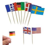 Event Decor Shop 100pcs 10 Different Countries Flag Cake Toppers Toothpick Flags Mini Stick Cocktail Picks Sandwich Food Fruit Picks Party Supplies Tableware for Pub Cafe Royal Events