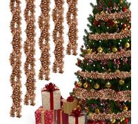 Event Decor Shop 10m/33ft Champagne Christmas Tinsel Garland | Chunky Shiny Metallic Foil Twist Decoration for Xmas Tree, Holiday Party, Home, Indoor & Outdoor Festive Decor