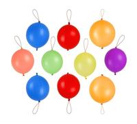 Event Decor Shop 10pcs Large Punch Balloons for Kids, 12 Inch Thick & Strong Bouncy Balloons with Elastic String, Assorted Colours, Easy to Inflate Party Bag Fillers & Children's Party Games