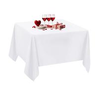 Event Decor Shop 130 GSM 54 Inch Square Polyester Table Linen, Durable, Washable, Stain Resistant, Tablecloth for 2-4 Seated Tables, Restaurants, Events, White Colour - Pack of 1
