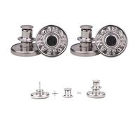 Event Decor Shop 17mm No-Sew Jean Button Replacement - Instant Fit Detachable Denim Buttons, Tool-Free Reusable Jean Button Pins for Jeans, Jackets & Pants, Silver (Jean with Stars Printed), 2pcs