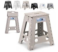 Event Decor Shop 18 Inch Folding Step Stool, Portable Stools, Light Grey | Fold-and-Lock, Non-Slip Treads, Rounded Corner, Folding Stool for Kitchen, Bathroom, Garage, Garden, Camping, 1pc