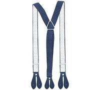 Event Decor Shop 25mm Y-Back Elasticated Suspenders f Men & Women - Navy with White Dot Adjustable Braces with Leather Button Loops & Strong Non-Slip Clips for Trousers Support Outfits