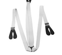 Event Decor Shop 25mm Y-Back Elasticated Suspenders for Men & Women - White Adjustable Braces with Leather Button Loops & Strong Non-Slip Clips for Trousers Support for Formal, Casual Outfits