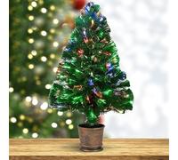 EVENT DECOR SHOP 2ft/61cm Pre-Lit Fibre Optic Tabletop Tree, Multicolour Colour-Changing Lights, Nova PVC Artificial Xmas Tree, Compact Indoor Holiday Decoration Mini for Festive Events