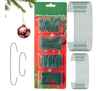 Event Decor Shop 300pcs Reusable Green C-Shaped Wire Hooks - Strong Metal Bauble Hangers for Christmas Ornaments, Halloween Parties, Weddings & Event Decorations - 2 Sizes, 3.5cm & 6.5cm