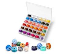 Event Decor Shop 36pcs Assorted Colour Sewing Machine Bobbins with Storage Box, Ready-to-Use Pre-Spun Thread Bobbins for Brother Singer Sewing Machines