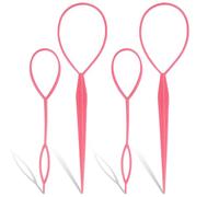 Event Decor Shop 4pcs Topsy Hair Braid Tool Ponytail Holder and Bun Maker Durable Braiding Tool for Women's Fast Hairstyling Fashion Accessories French Twist Hair Plaiting, Pink