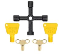 Event Decor Shop 5 Piece Utility Key Set - 2 Yellow Gas Meter Box Keys, 2 Radiator Bleed Valves Key & 1 piece 4-Way Cross Key - Heavy-Duty Universal Keys for Gas Meter Boxes, Cabinets, Taps and More