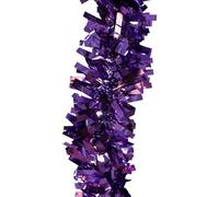 Event Decor Shop 6.5ft / 2m Dark Purple Chunky Christmas Tinsel Garland - Wide Shiny Metallic Foil Twist Decoration for Xmas Tree, Holiday Party, Home, Indoor & Outdoor Festive Décor