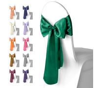EVENT DECOR SHOP 7”x108” Satin Chair Sashes - Vibrant DIY Chairs Bows, Wedding & Banquet Chair Decor, Reusable Satin Chairs Ties for Party, Hotel, Dining, Reception (Emerald Green, 10pcs)