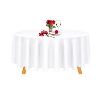 Event Decor Shop 70 Inch Round Polyester Table Linen, Durable, Washable, Stain Resistant, Tablecloth for 2-4 Seated Tables Restaurants Events, White Colour - Pack of 2