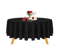 Event Decor Shop 70 Inch Round Polyester Table Linen, Durable, Washable, Stain Resistant, Tablecloth for 2-4 Seated Tables Restaurants Events, Black Colour - Pack of 1