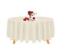 Event Decor Shop 70 Inch Round Polyester Table Linen, Durable, Washable, Stain Resistant, Tablecloth for 2-4 Seated Tables Restaurants Events, Ivory Colour - Pack of 2