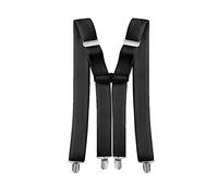 Event Decor Shop Black X-Back Elastic Suspenders for Men & Women - Adjustable Clip-On Trouser Braces with Strong Metal Clips - Formal, Wedding, Workwear & Casual Unisex Braces - 35MM Fits Most Adults