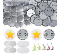 Event Decor Shop Blank Round Metal Badge Plates, 58mm Silver Blank Button Pin Back Covers, Rustproof Replacement Badge Plates for Schools, Corporate Logos, NGOs, 100pcs